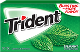 Trident Gum Spearmint Flavor Sugar Free Gum Quantity 14 Pieces Per Pack 12 Packs Per Box Sweet Browse at UsaCandyWholesale.Com